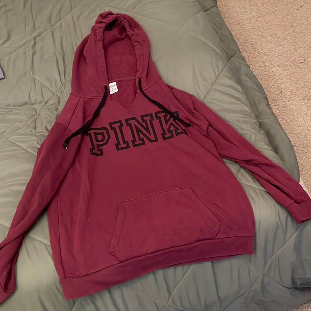 Pink Victoria’s Secret Maroon Oversized Pullover hoodie size Medium
